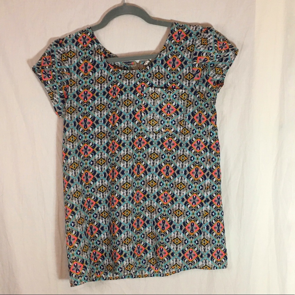 Japna Tribal Print Short Sleeve Blouse
